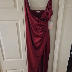 Elegant Red Draped Dress